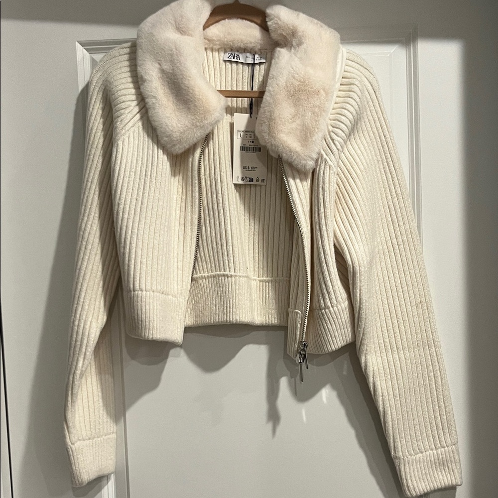 NWT Zara Women's Cropped Fur Lined Jacket